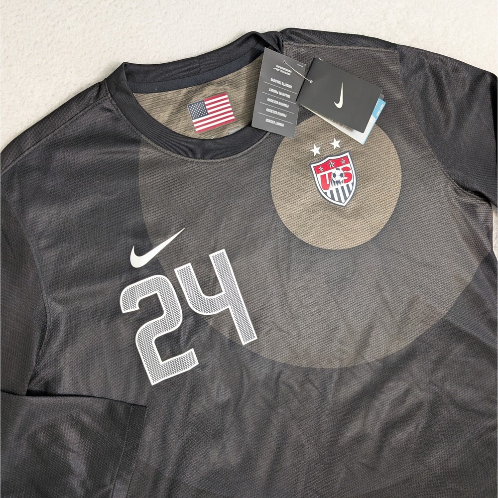 Nike‎ Team USA Goalie Goalkeeper GK 3/4 Soccer Jersey Black Women's XL NEW! #24